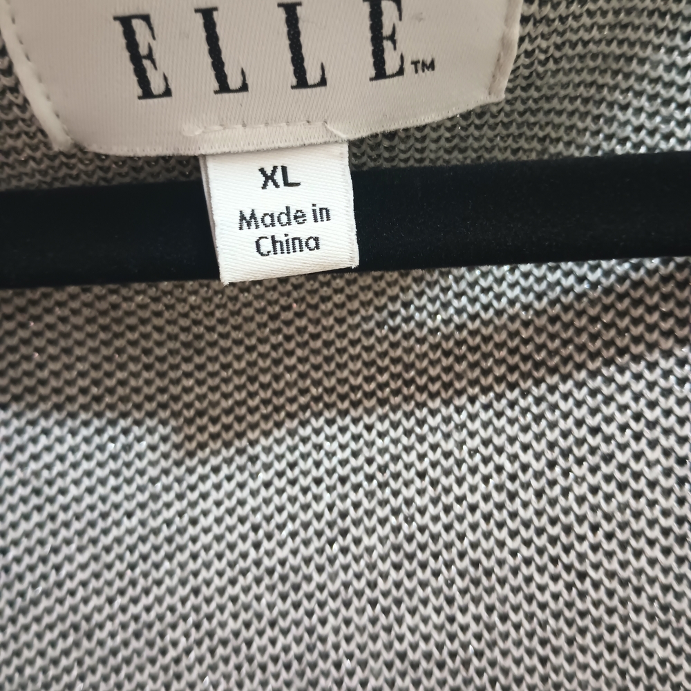 Elle Elegant Black and Cream Checkered Cardigan Size XL✨ - Picture 2 of 8